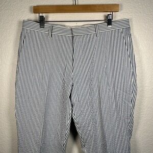 J Crew Ludlow Blue White Seersucker‎ Slim Fit Chino Slacks Pants Men's 34x34